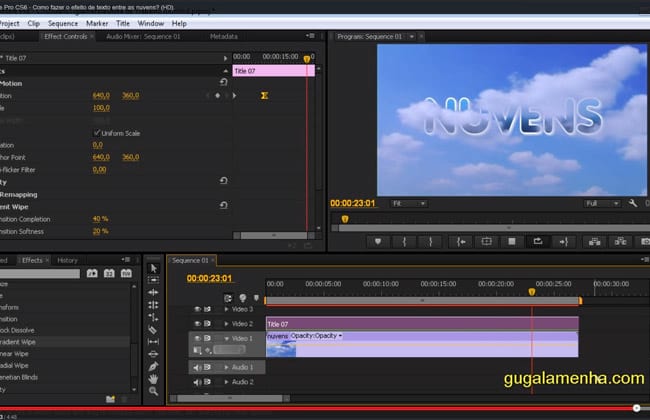 Adobe Premiere Pro CS6 – Efeito de texto entre nuvens – Oficina da Net